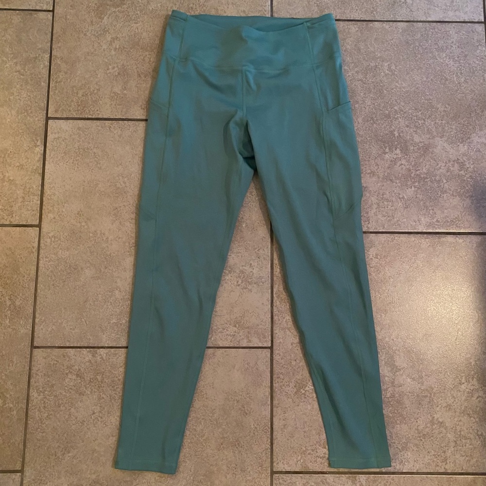 Teal Compression Athletic Leggings with Pockets